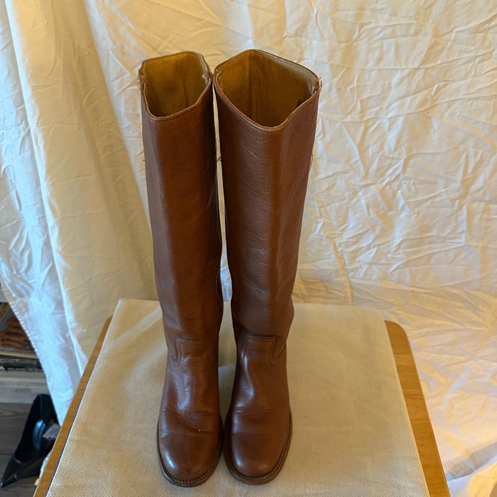 Vintage cognac Frye knee high boots
